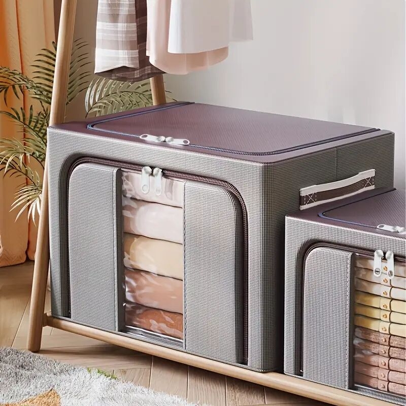 1pc large capacity clothes storage box dustproof clothing quilt organizer foldable container for dorm home 5