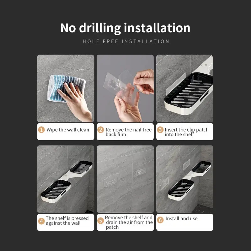 1件重型角落置物架 - 无需钻孔免损伤安装,节省空间的浴室、厨房、淋浴间悬浮搁板 - 现代白色角落储物架(易于组装),浴室搁板,厨房整理,现代设计,光滑表面,耐用塑料,悬浮搁板 商品详情 0