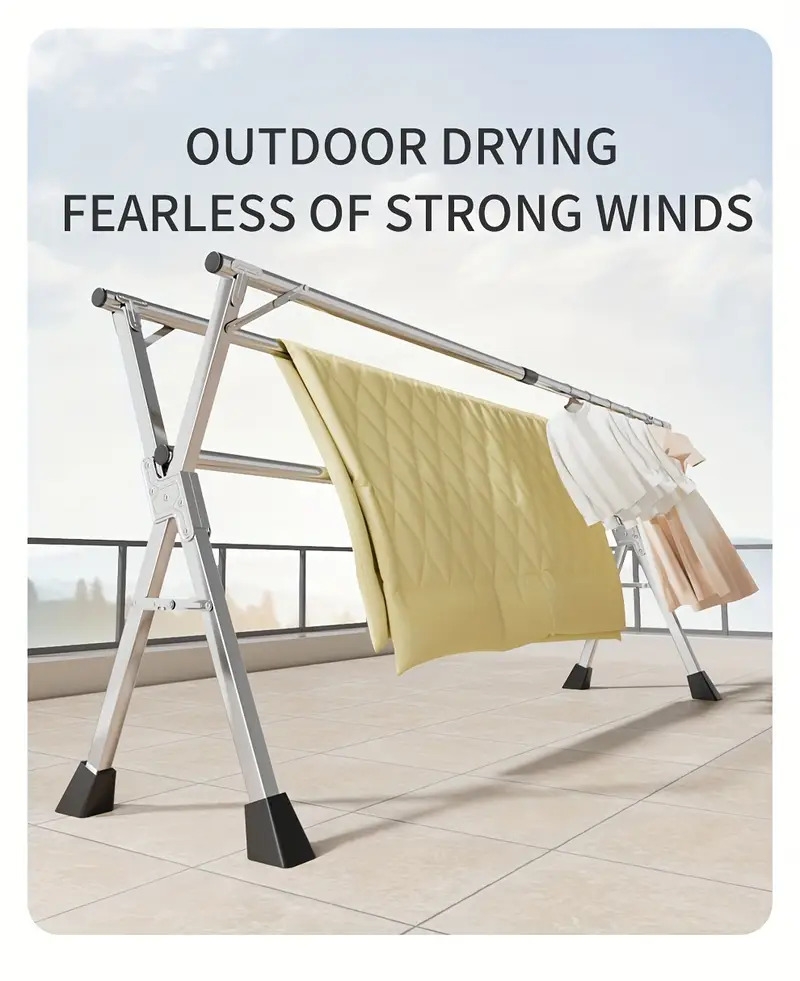  重型晾衣架，53.15-94.49 可伸缩 x 型架，耐用金属可折叠晾衣架，适用于室内和室外，节省空间，晾衣架 商品详情 7