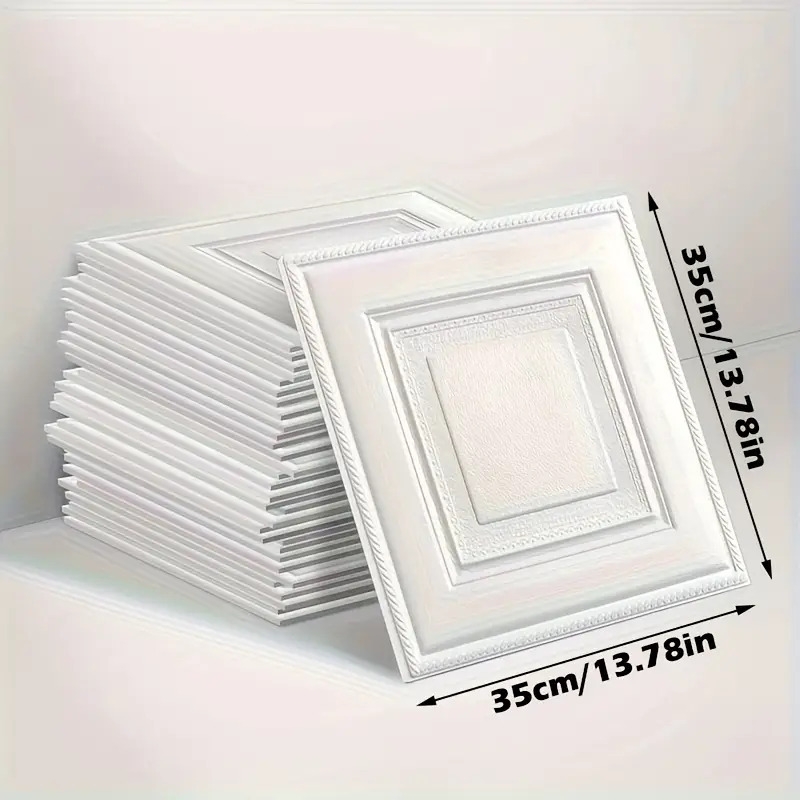 /100片 3毫米厚防水防潮自粘纯色凹凸3d墙纸,xpe材质耐磨可移除,尺寸13.78*13.78英寸,适用于客厅、卧室、浴室、厨房 商品详情 1