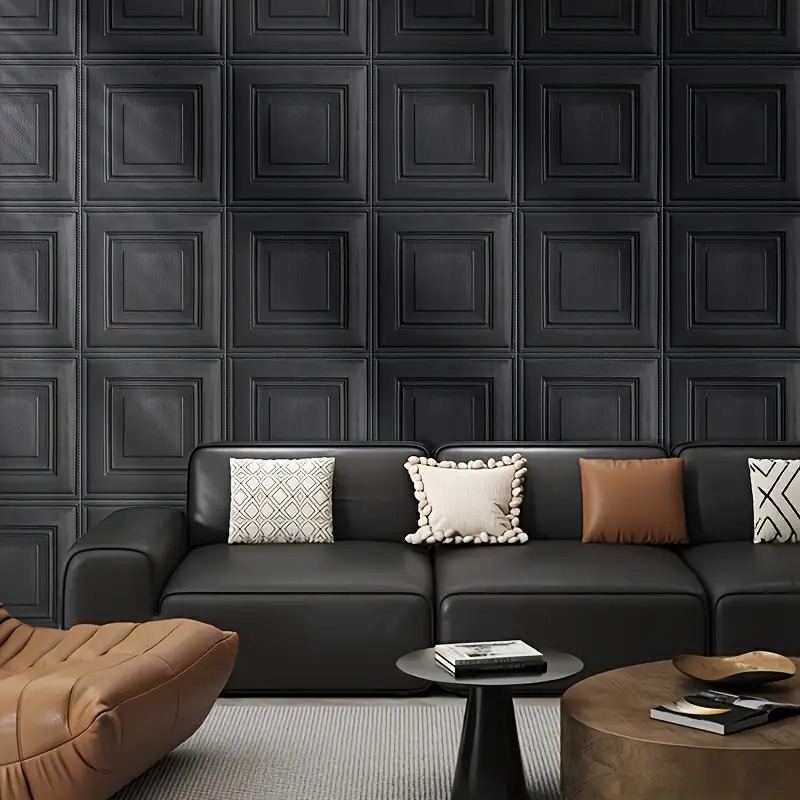 /100片 3毫米厚防水防潮自粘纯色凹凸3d墙纸,xpe材质耐磨可移除,尺寸13.78*13.78英寸,适用于客厅、卧室、浴室、厨房 商品详情 4