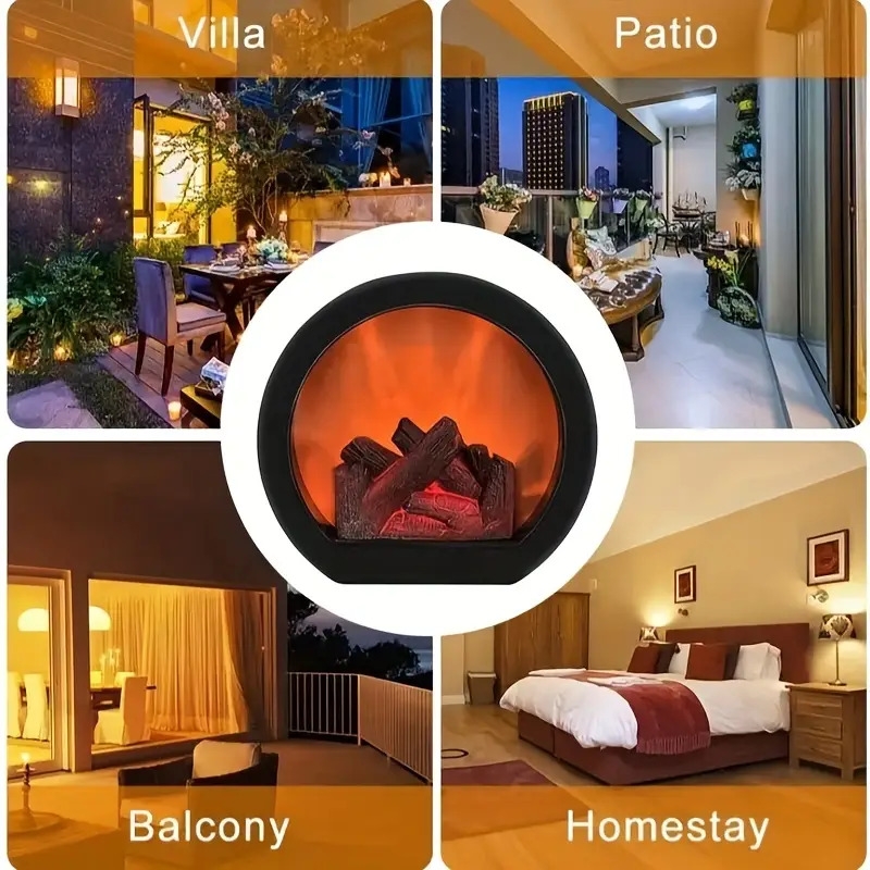仿真炭火壁炉灯，电池和USB供电复古风格室内庭院装饰圣诞节万圣节氛围灯