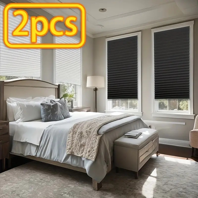 2件可调节尺寸百褶遮阳帘 - 随时轻松安装，可拆卸窗帘 - 适用于房间、客厅、办公室等场所 - 春夏遮阳及室内遮阳 - 多种尺寸与颜色选择，简约装饰 商品详情 0