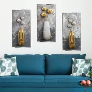 3pcs creative 3d wall sticker floral vase pattern self adhesive wall stickers bedroom entryway living room porch home decoration wall stickers removable stickers wall decor decals details 2