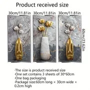 3pcs creative 3d wall sticker floral vase pattern self adhesive wall stickers bedroom entryway living room porch home decoration wall stickers removable stickers wall decor decals details 4
