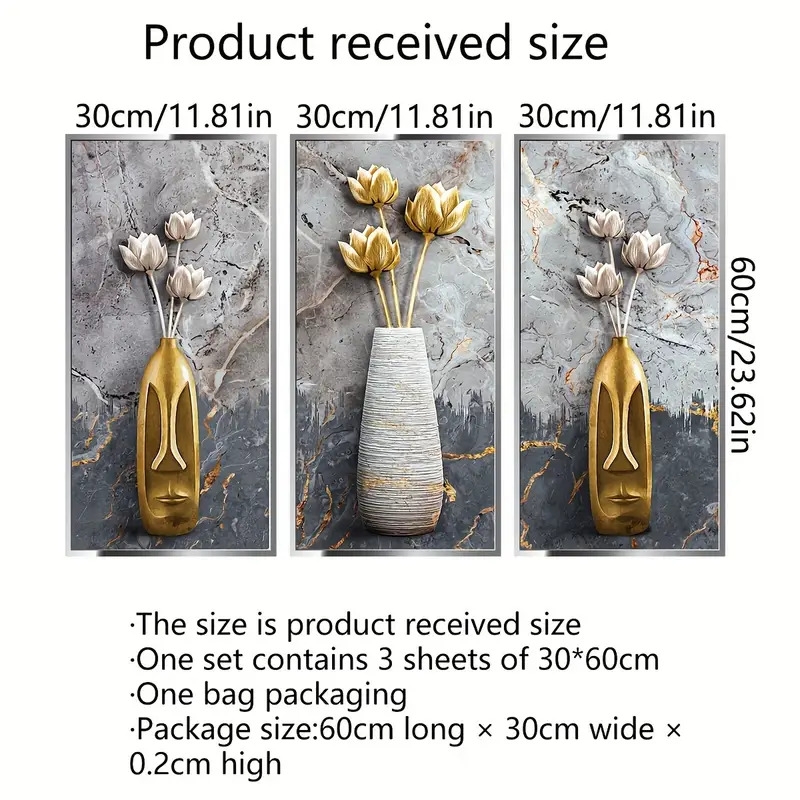 3pcs creative 3d wall sticker floral vase pattern self adhesive wall stickers bedroom entryway living room porch home decoration wall stickers removable stickers wall decor decals details 4