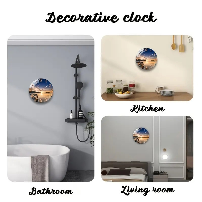 12 inch glass art   clock modern silent wall clock suitable for bedroom and living room wall clock living room decoration excluding batteries details 6