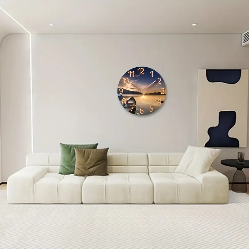 12 inch glass art   clock modern silent wall clock suitable for bedroom and living room wall clock living room decoration excluding batteries details 5