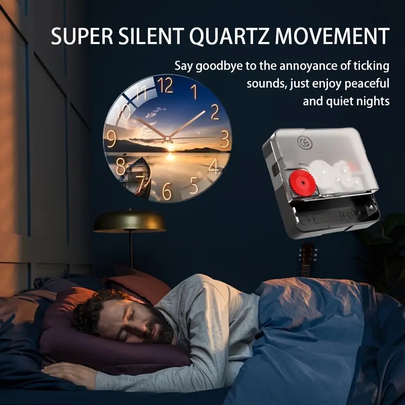 12 inch glass art   clock modern silent wall clock suitable for bedroom and living room wall clock living room decoration excluding batteries details 3