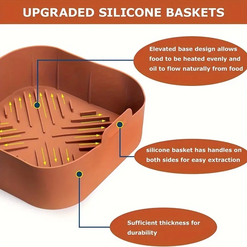 2pcs silicone air fryer liner 8 27 inch suitable for 5     fryer heat resistant easy clean air fryer silicone pot suitable for air fryer accessories 6