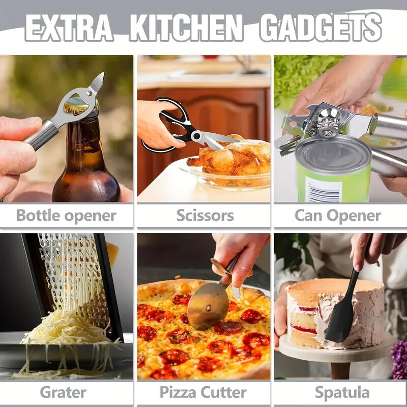 kitchen utensils set 34pcs silicone cooking utensils with holder heat resistant kitchen utensil spatula set for nonstick cookware black wooden handles kitchen gadgets tools set 6