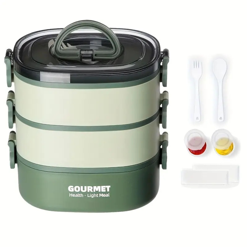 bento box lunch box stackable 3 layers food containers leak 0