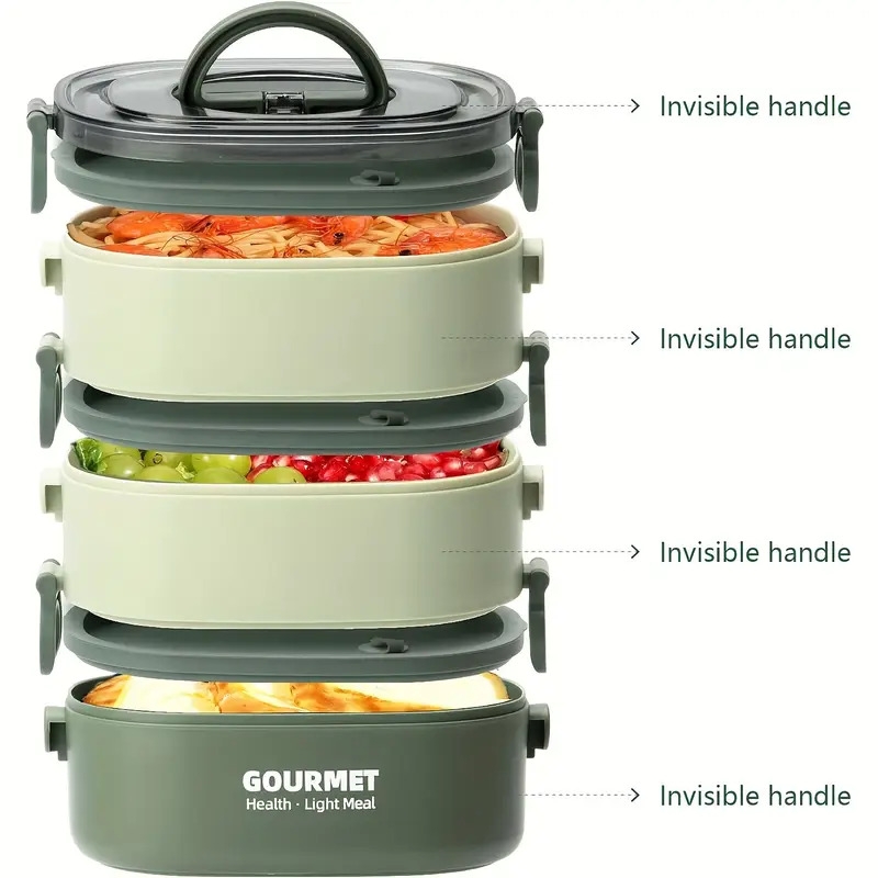 bento box lunch box stackable 3 layers food containers leak details 5