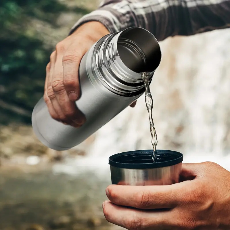 4pcs不锈钢热水瓶17盎司/500毫升热水瓶咖啡旅行杯带杯咖啡店密封真空绝缘瓶,适用于热饮 详情 4