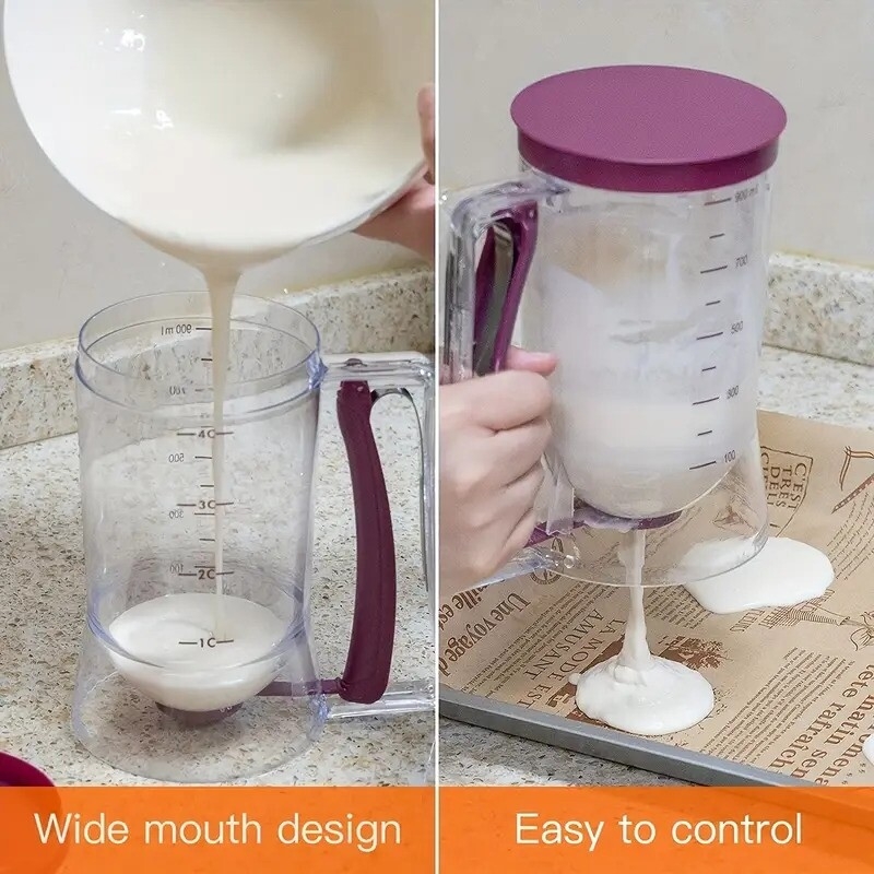 1pc pancake batter dispenser batter dispenser with squeeze handle pancake dispenser for batter pancake dispenser mix dispenser for griddle perfect pancakes cupcake waffle   cake kitchen tools baking tools 5
