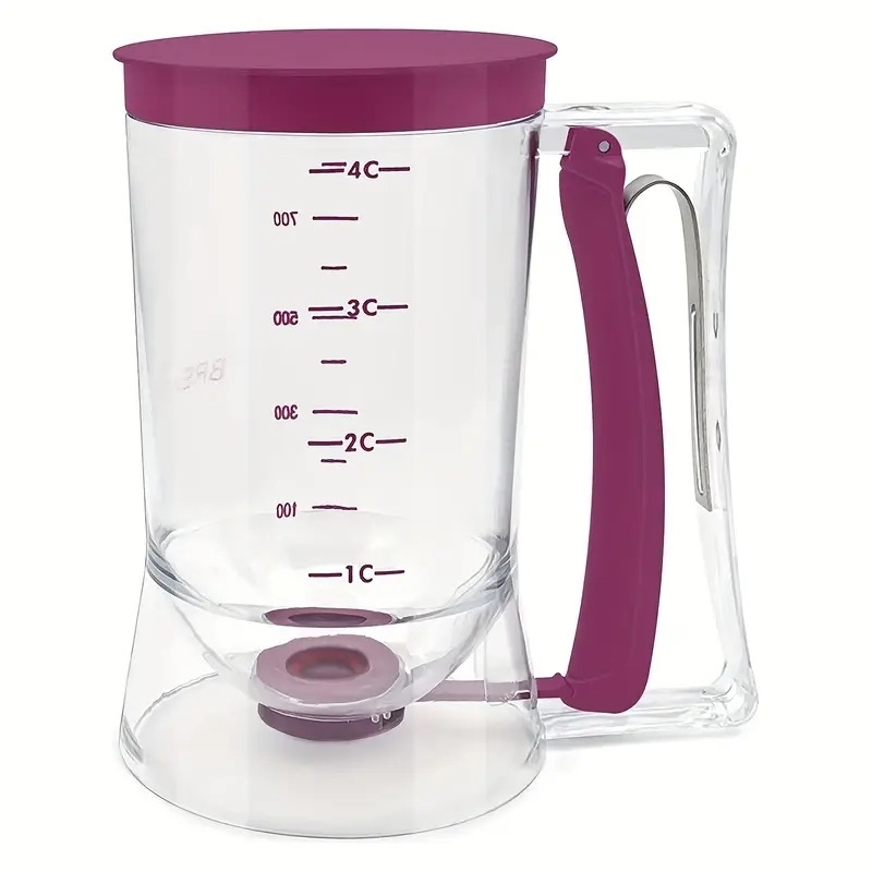 1pc, pancake batter dispenser, batter dispenser with squeeze handle, pancake dispenser for batter, pancake dispenser, mix dispenser for griddle, perfect pancakes, cupcake, waffle,  , cake, kitchen tools, baking tools purple 7