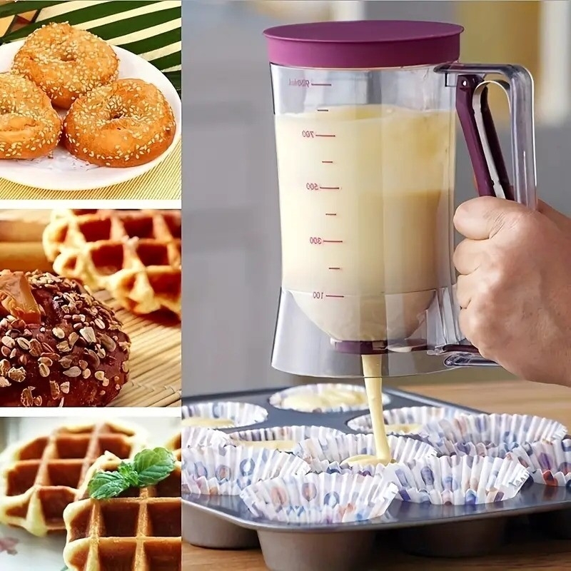 1pc pancake batter dispenser batter dispenser with squeeze handle pancake dispenser for batter pancake dispenser mix dispenser for griddle perfect pancakes cupcake waffle   cake kitchen tools baking tools 3