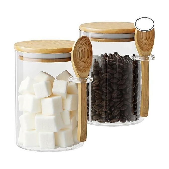 product_image_name-Generic-3pcs Glass Spice, Seasoning Jars with Lid and Spoon - 550ml-1