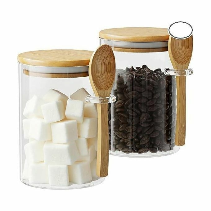 product_image_name-Generic-3pcs Glass  Spice, Seasoning Jars with Lid and Spoon - 550ml-1