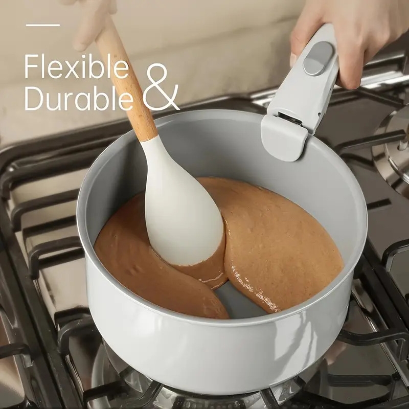 10件套硅胶厨房用具套装，耐热不粘烹饪工具组合带木柄铲、翻转勺、夹子和打蛋器 商品详情 3