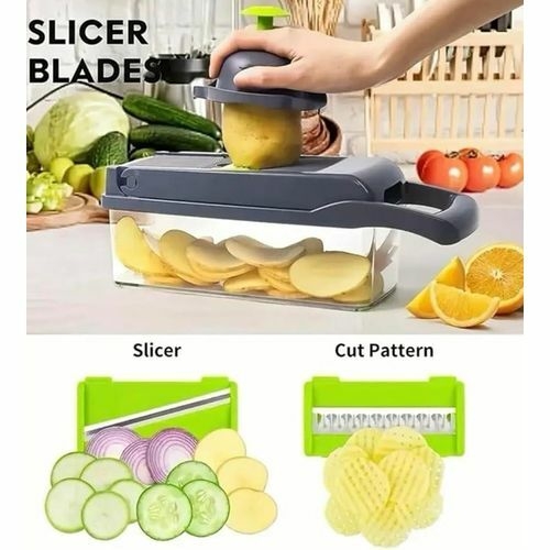 product_image_name-Generic-16 in 1 Multifunctional Vegetable Chopper Manual Chopper with Container Food Chopper Cutter for Onion Garlic Carrot Potato With Egg Separator Peeler Hand Protector Drain Basket-7