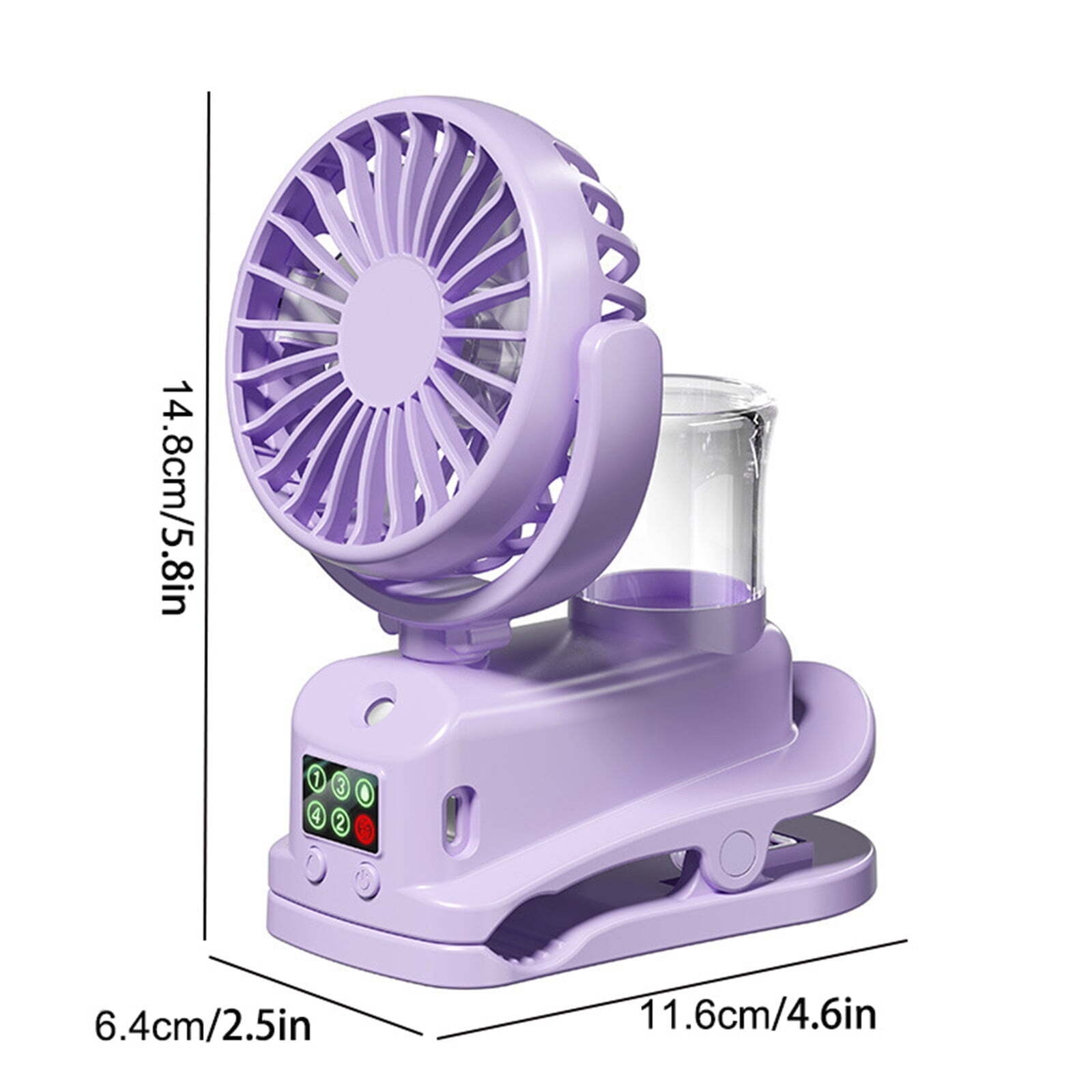 Gnmfd USB Rechargeable Clip Fan with Spray 4 Speed Quiet Strong Wind 360° Rotation Portable Desk Fan Type-C Charging Cooling Fan for Bedroom Office Travel Outdoor