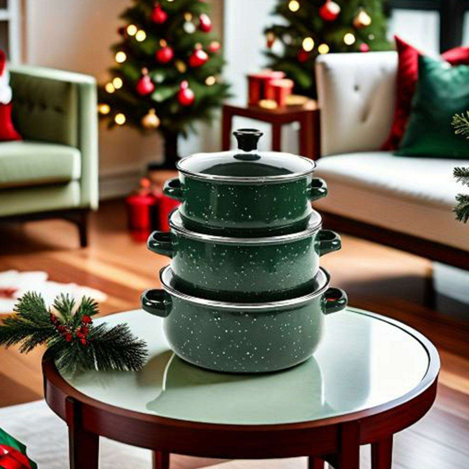 3件珐琅汤锅带盖炊具便携式多功能可重复使用汤锅汤 - 第 23 张/共 29 张