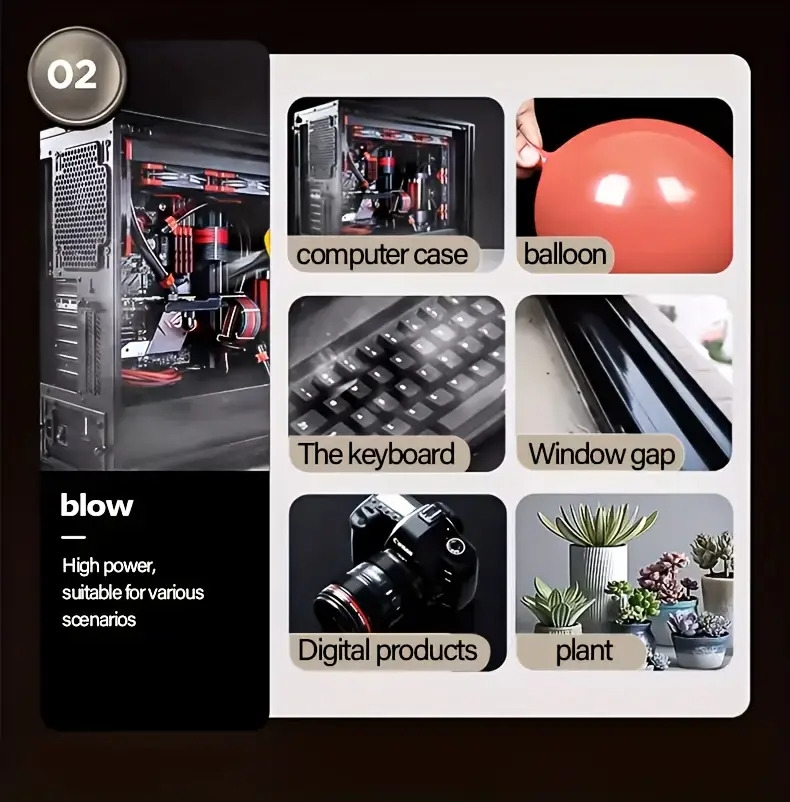 手持式汽车吸尘器，16000pa汽车吸尘器便携式无绳，2合1空气除尘器和吸尘器，多喷嘴，120w高功率手持吸尘器，适用于汽车，家居，宠物，办公室，迷你吸尘器 详情 4