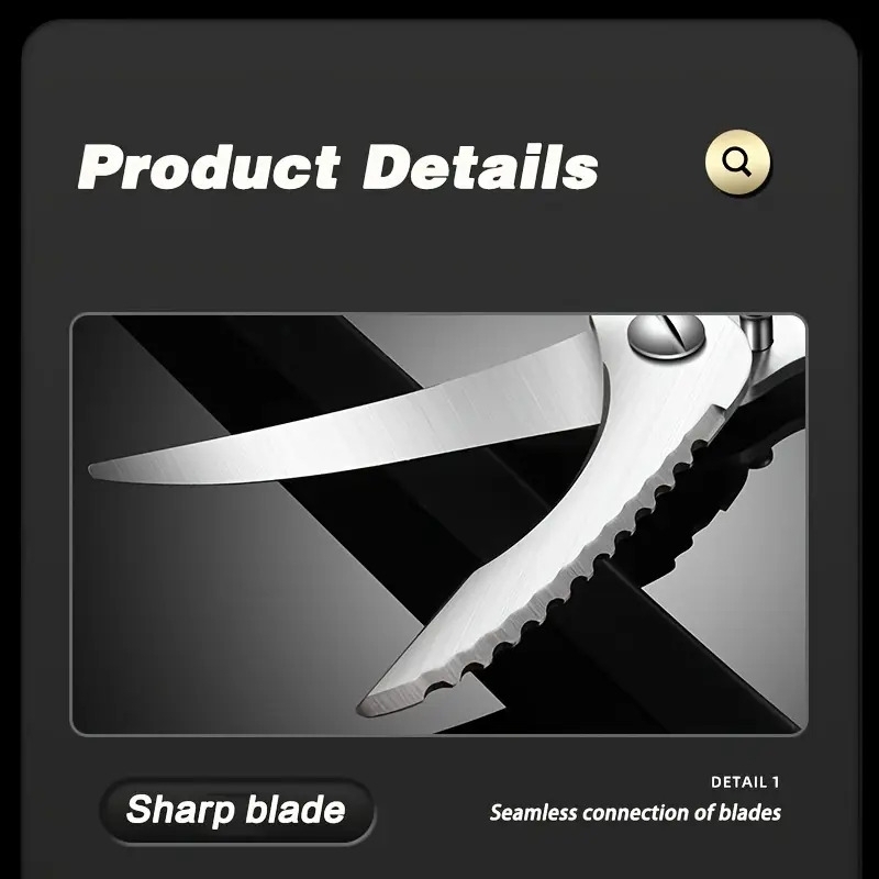 1pc heavy duty stainless steel kitchen scissors multifunctional poultry shears for chicken fish safe ergonomic handle with for cooking and bone cutting cooking essentials ergonomic kitchen scissors sharp cutting tool details 5