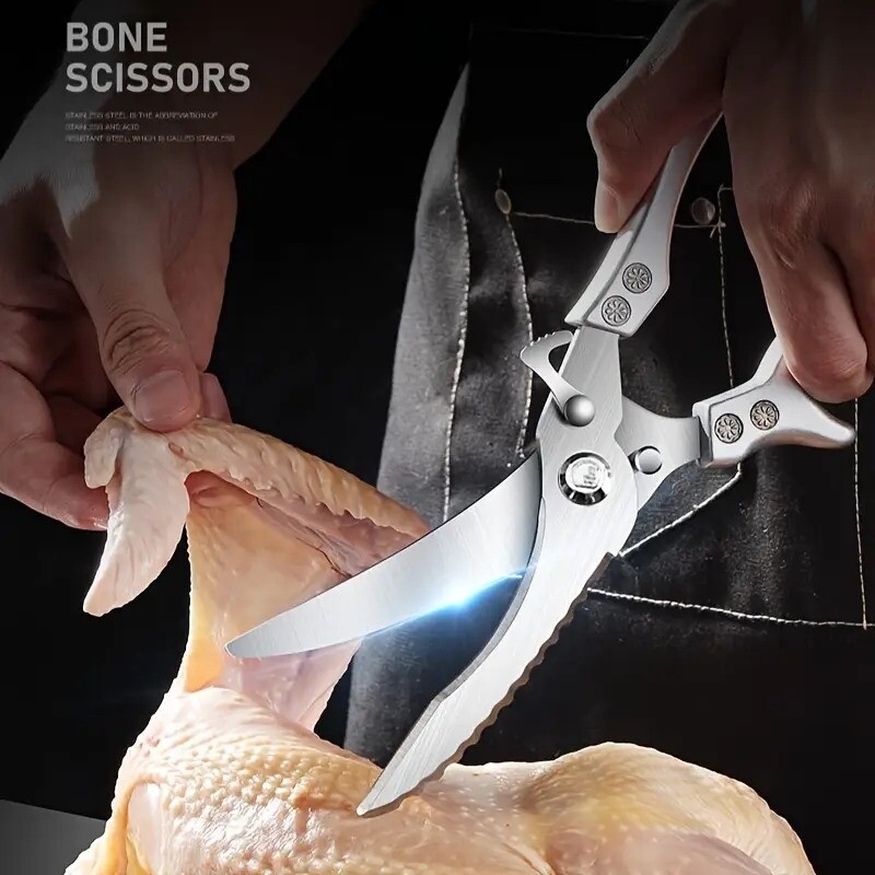1pc heavy duty stainless steel kitchen scissors multifunctional poultry shears for chicken fish safe ergonomic handle with for cooking and bone cutting cooking essentials ergonomic kitchen scissors sharp cutting tool details 4