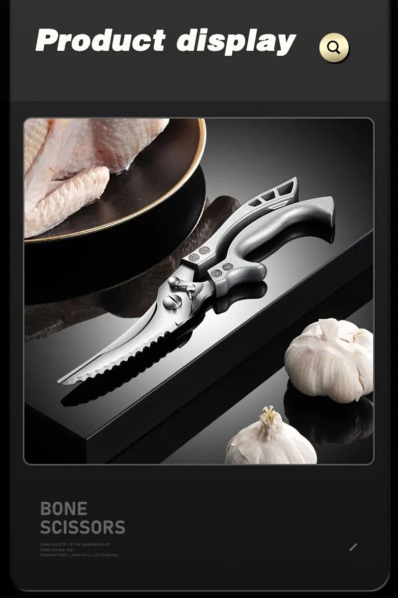 1pc heavy duty stainless steel kitchen scissors multifunctional poultry shears for chicken fish safe ergonomic handle with for cooking and bone cutting cooking essentials ergonomic kitchen scissors sharp cutting tool details 9