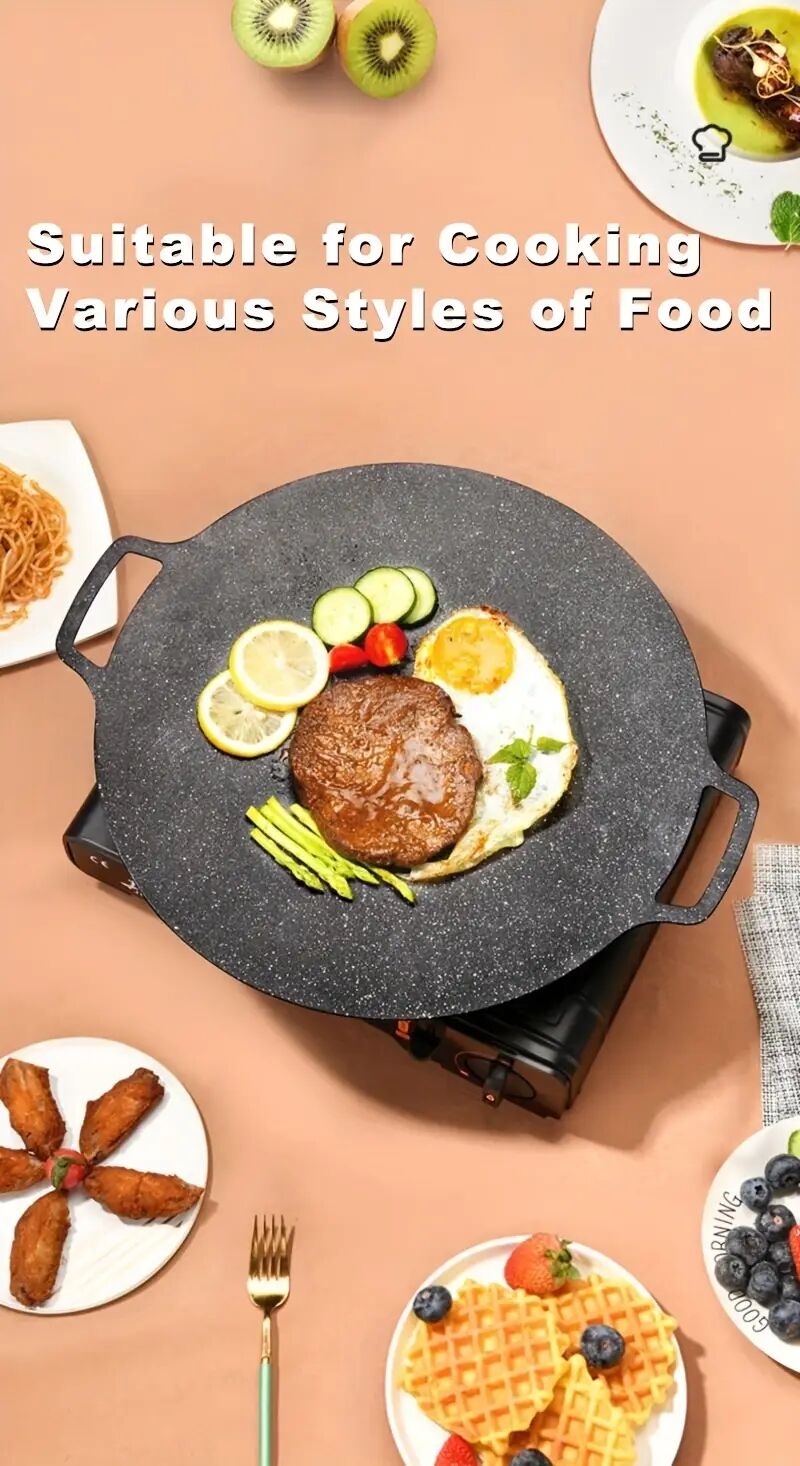 1pc versatile double handled cast iron roti tawa and crepe pan for tortillas bbq and more nonstick round griddle grill pan with handles perfect for meats pancakes and restaurant details 1