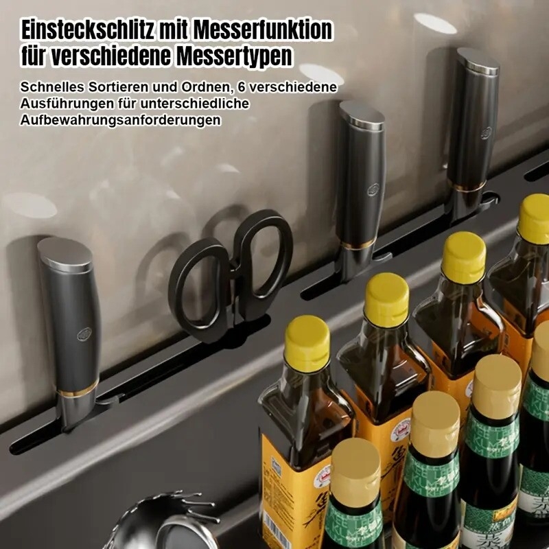 60  stainless steel kitchen organizer rack with dual chopsticks holder,   wall mount, space-saving storage for utensils and spices, kitchen organizers and storage details 6