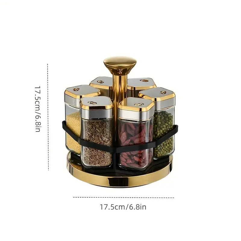 一包 6 个厨房用品调味瓶，玻璃大容量套装，可为厨房调味品罐提供 360 度选择 商品详情 1