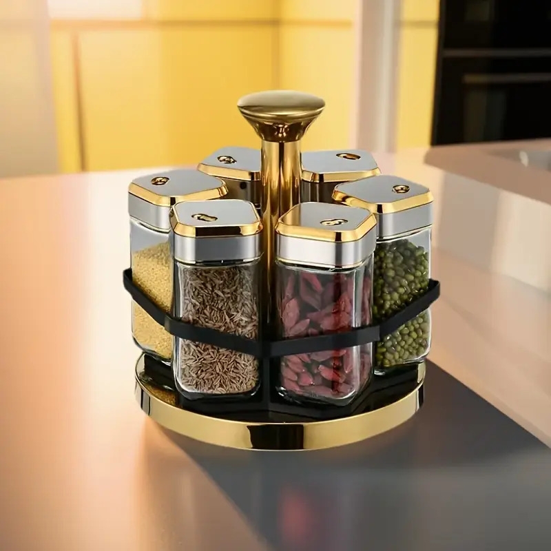 一包 6 个厨房用品调味瓶，玻璃大容量套装，可为厨房调味品罐提供 360 度选择 商品详情 0