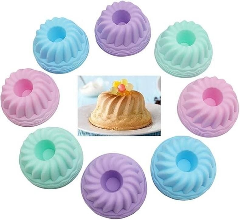 Silicone swirl cake mold set in pastel colors