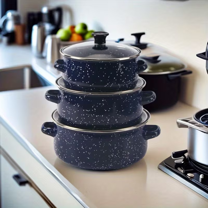1set exquisite enamel multifunctional set pot soup pot stew pot table utensils handmade suitable for kitchen supplies home decoration holiday Product details 4