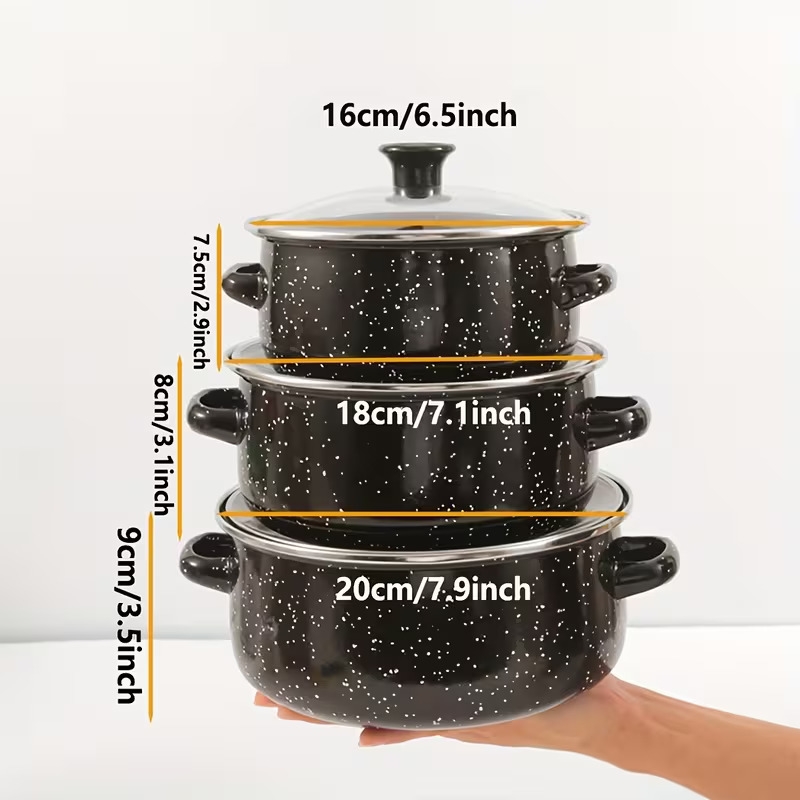 1set exquisite enamel multifunctional set pot soup pot stew pot table utensils handmade   suitable for   kitchen supplies home decoration holiday Product details 9