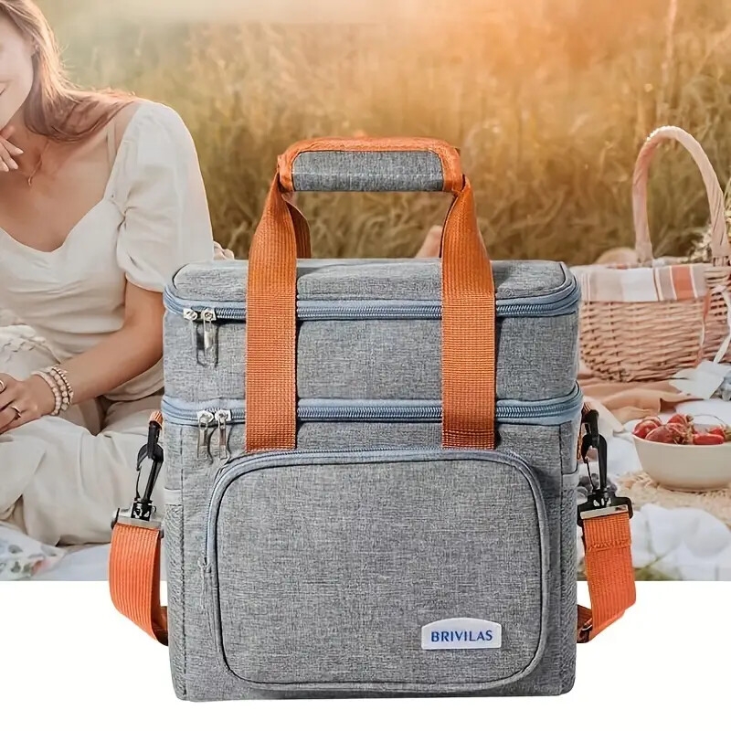 1pc double layer lunch bag for women insulated lunch box for men for adult reusable lunch tote bag for work picnic school or travel 1
