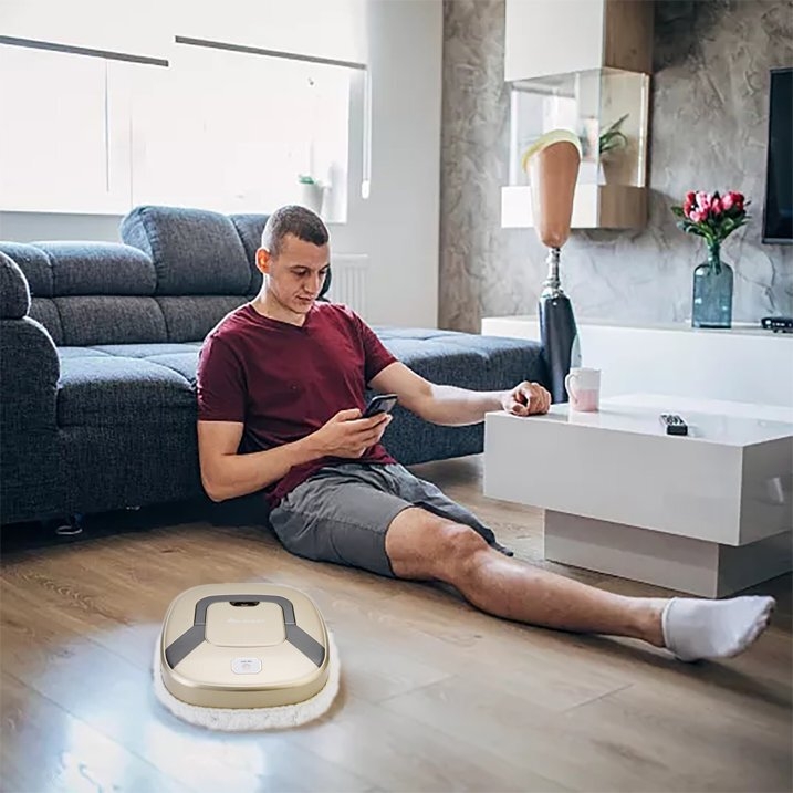 SDJMa Mopping Robot Cleaner with 2 Wiping Cloth, 3-in-1 Intelligent Sweeping Robot, Rechargeable Wet and Dry Automatic Mopping Machine for Pet Hair and Mop Cleaner for Hard Floor & Carpet
