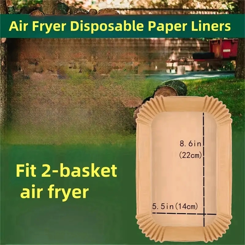 50 150 200pcs air fryer disposable paper liners rectangle non stick parchment baking paper for dual air fryer air fryer accessories oil proof waterproof kitchen accessories baking supplies 5