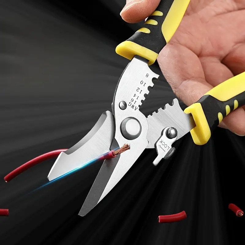 电工剪刀剥线钳家用多功能剪电子剪子铝扣板缆线槽剪刀剥线剪 详情 7