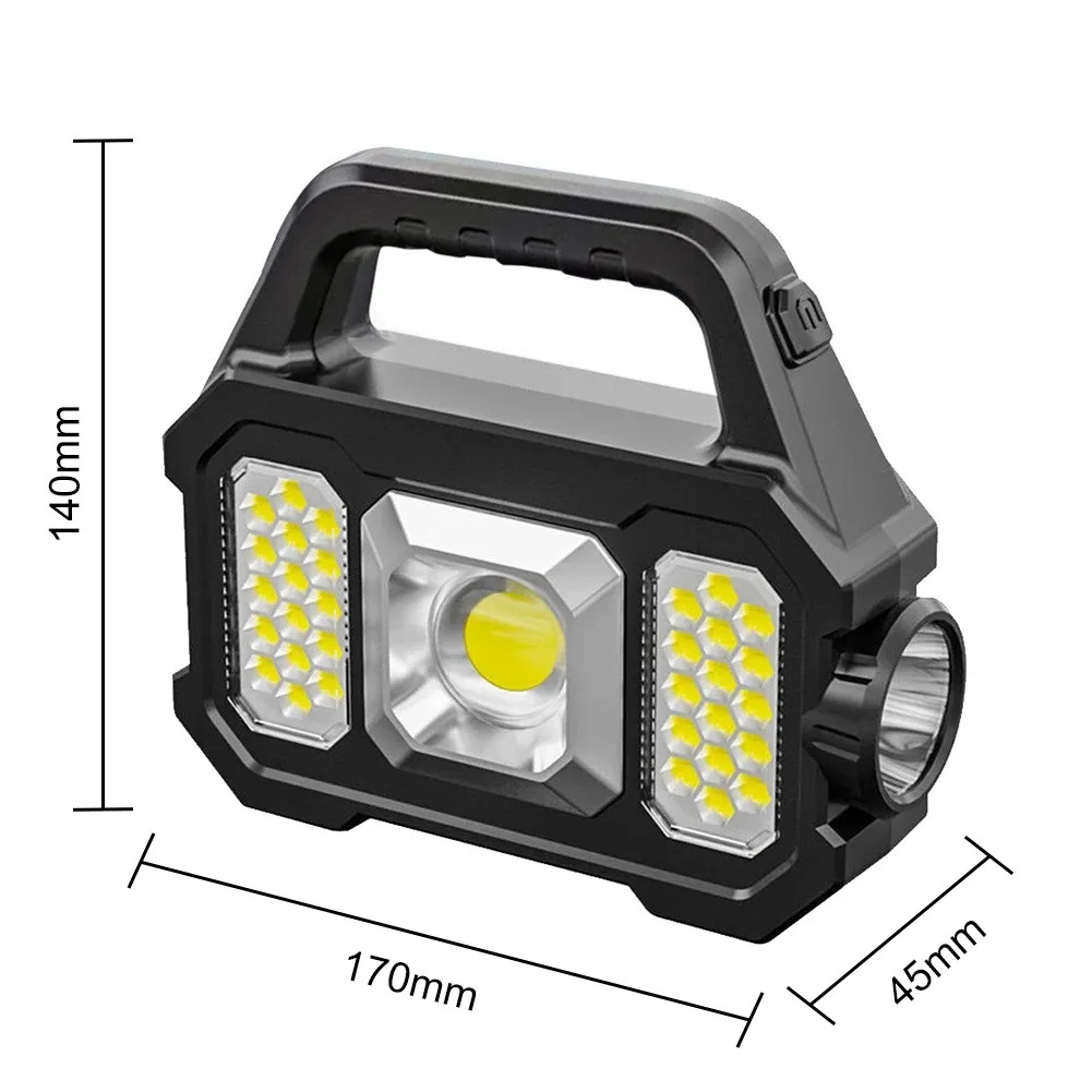 Rechargeable Waterproof Flashlight with Solar & USB Charging - 500lm, 6 Gears, Portable for Outdoor Activities