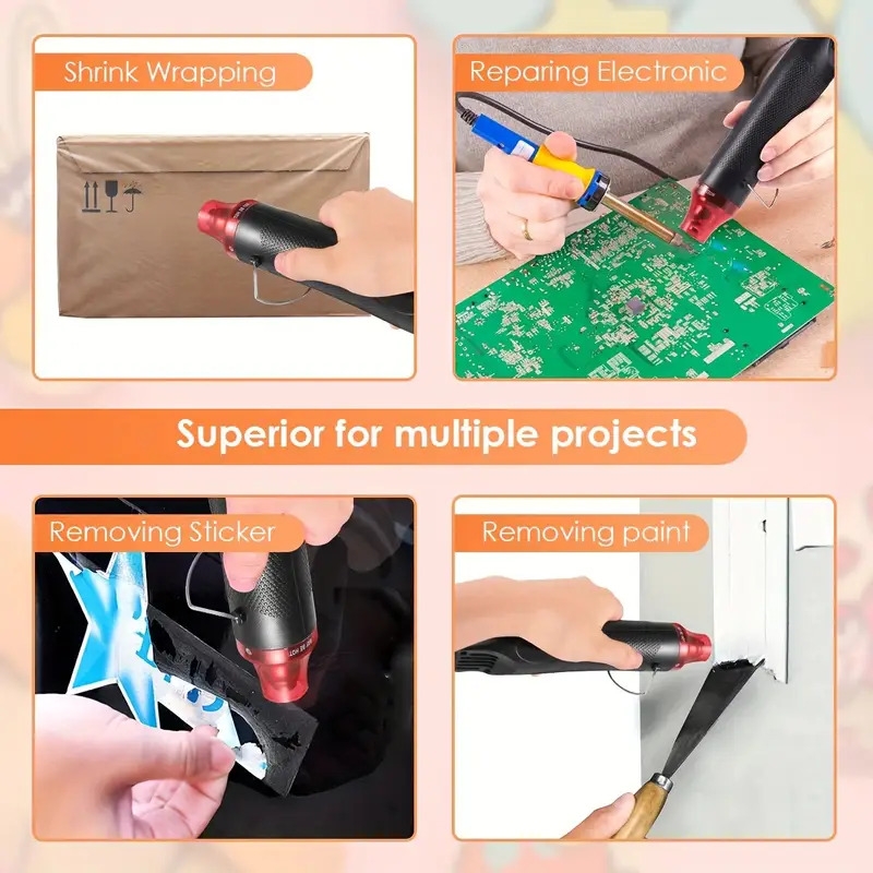 1set mini heat gun 300w handheld hot air gun for diy craft embossing shrink wrapping pvc drying paint clay rubber stamp heat tools electric phone repair tool 1