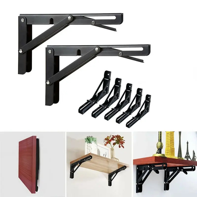 2pcs heavy duty folding shelf 90 decorative table with adjustable angle high quality metal wall storage bracket 3