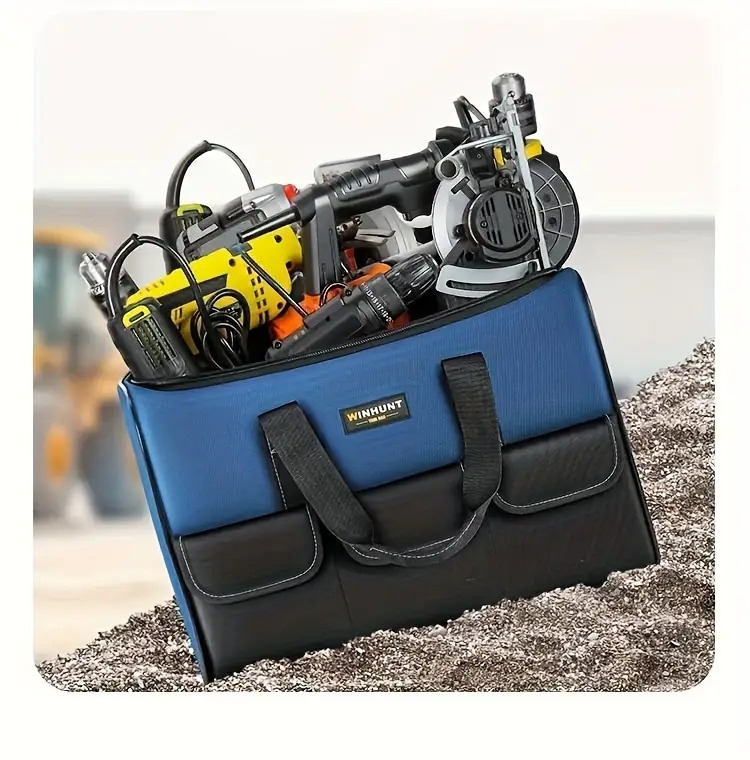 heavy duty tool bag with wide mouth for tool storage carrier and organizer tool bag for men wide mouth tool bag with inside pockets details 4