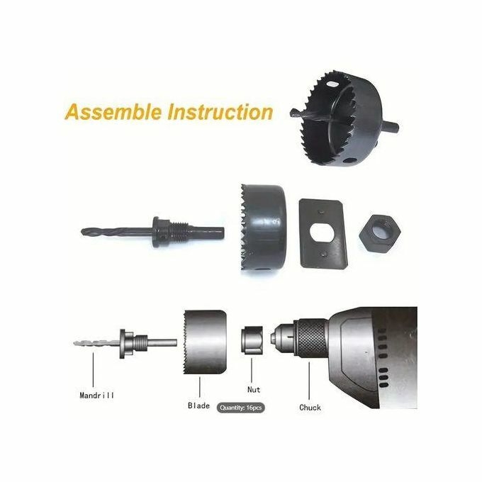 product_image_name-Generic-Jeu D'ouvreurs De Trous Pour Le Travail Du Bois, Panneau De Bois, Gypse, PVC, Poinçon Rond, Foret, Outil De Perçage, 16 Pièces-7