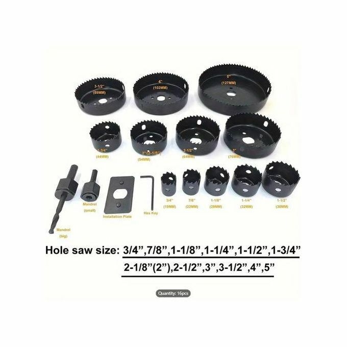 product_image_name-Generic-Jeu D'ouvreurs De Trous Pour Le Travail Du Bois, Panneau De Bois, Gypse, PVC, Poinçon Rond, Foret, Outil De Perçage, 16 Pièces-2