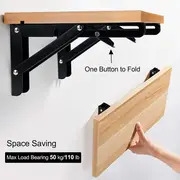 2pcs campervan folding bracket table shelf motorhome caravan black finish stainless steel mini folding table car accessories details 3