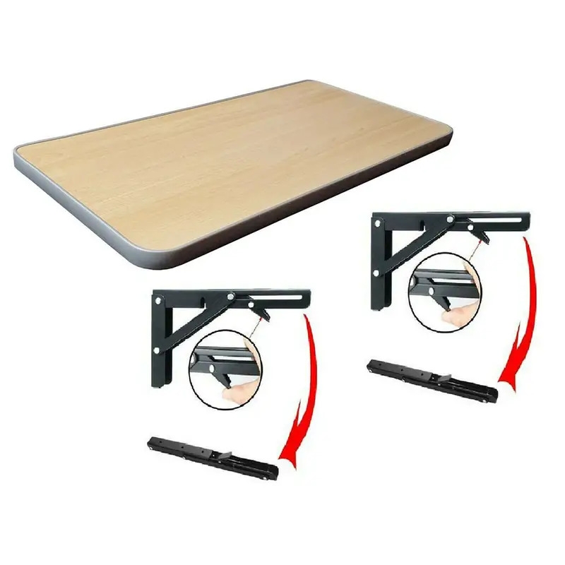 2pcs campervan folding bracket table shelf motorhome caravan black finish stainless steel mini folding table car accessories details 6